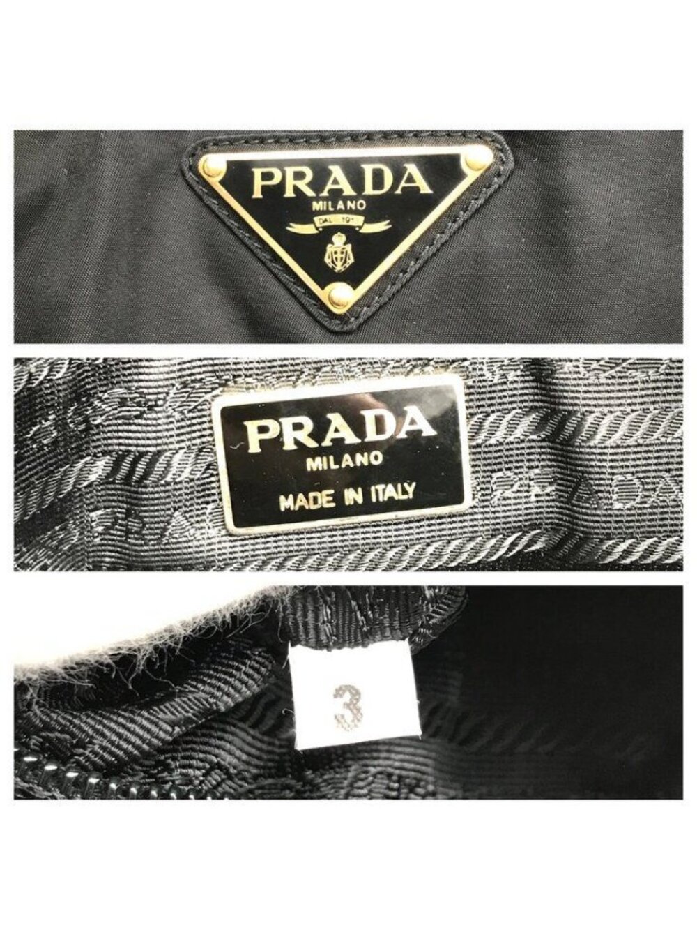 Prada Triangle Logo Nylon Tessuto Chain Shoulder Tote Black Purse - Picture 10 of 10